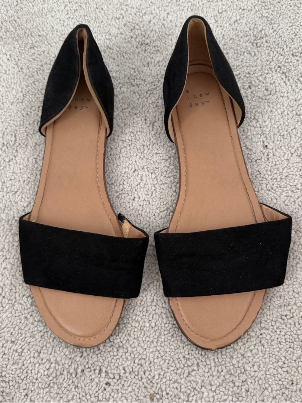 A New Day Black D'Orsay Sandals with Open Toe Strap